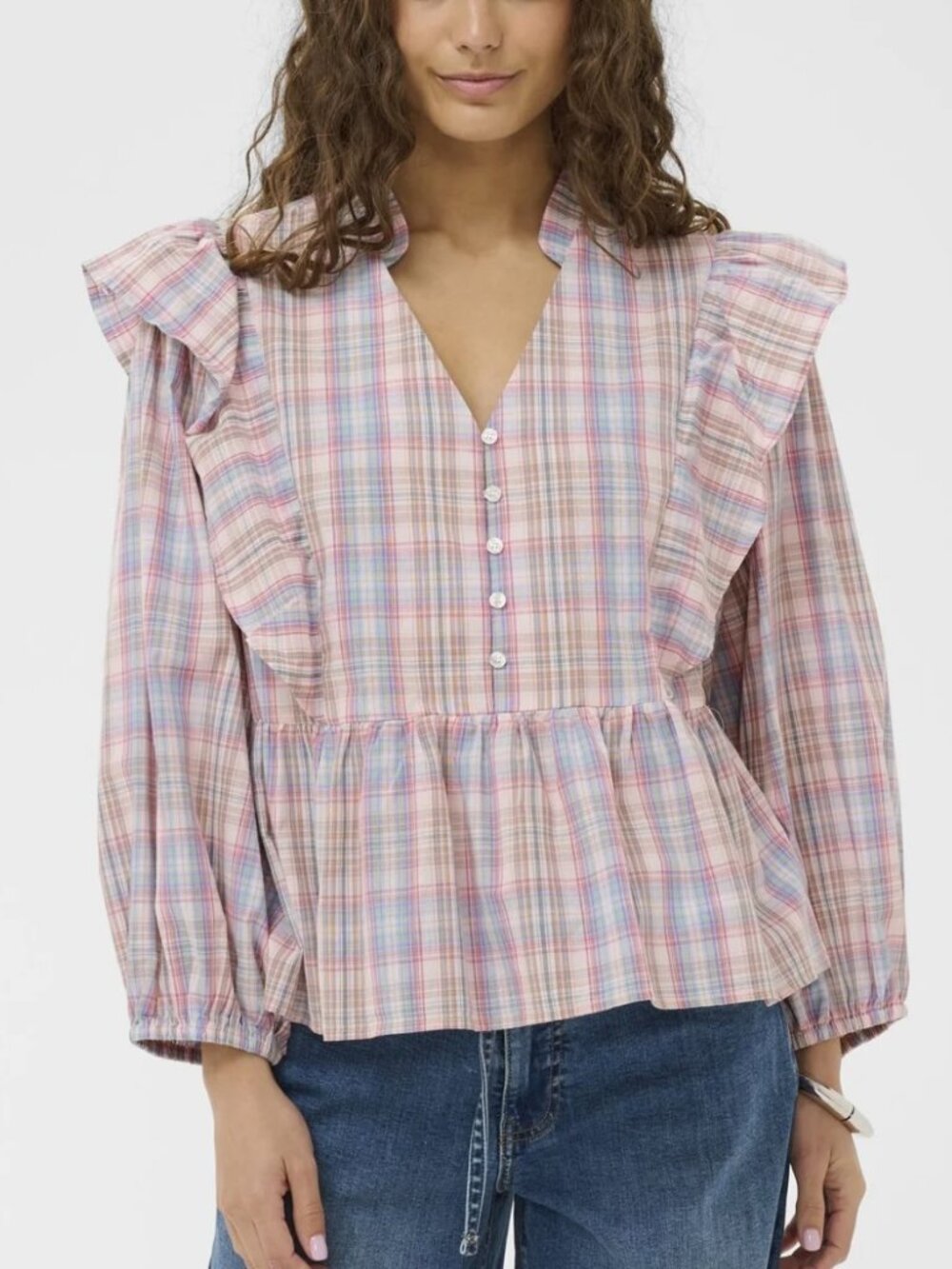 NWT Culture CUjada Pastel Plaid Blouse